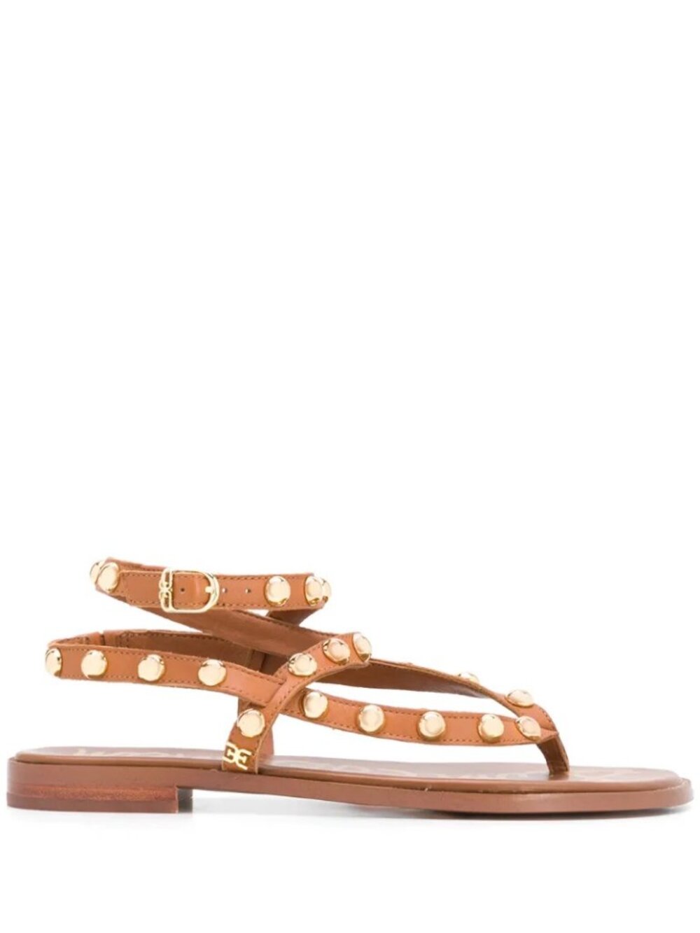 Sam Edelman Elisha Sandals Studded Gladiator Flats Brown Summer Shoes Sz 7